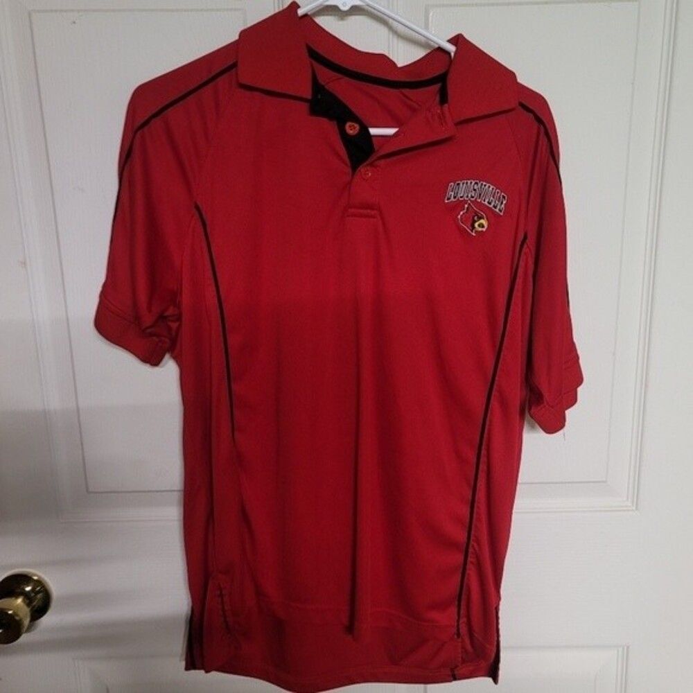 Mens red embroidered University of Louisville Cardinals thin athletic polo